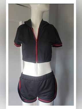 NEW awesome concept matching shorts set size large us color red black